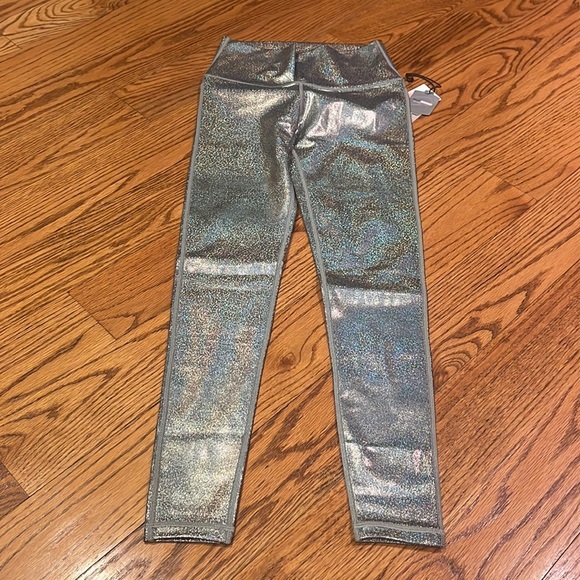 NWT Mono b Woman’s Silver Sparkle Leggings Size S - Picture 2 of 6
